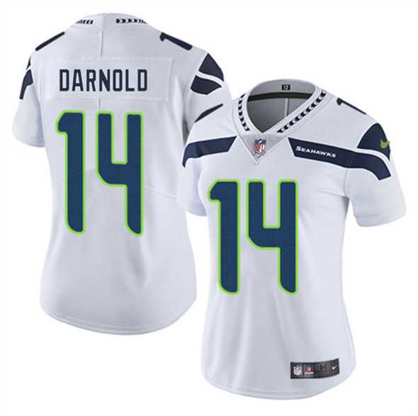 Women%27s Seattle Seahawks #14 Sam Darnold White 2025 Vapor Limited Stitched Jersey Dzhi->san francisco 49ers->NFL Jersey